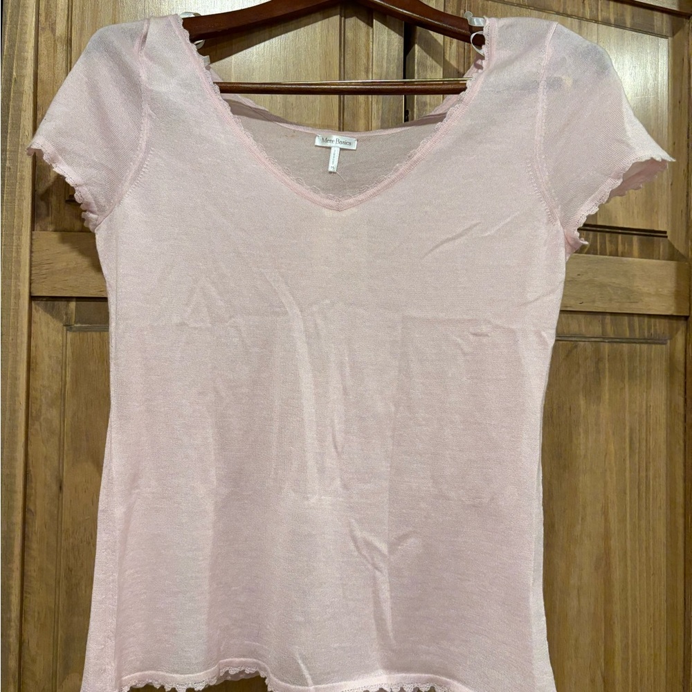 Light pink Fitted Cashmere Short Sleeve T-Shirt